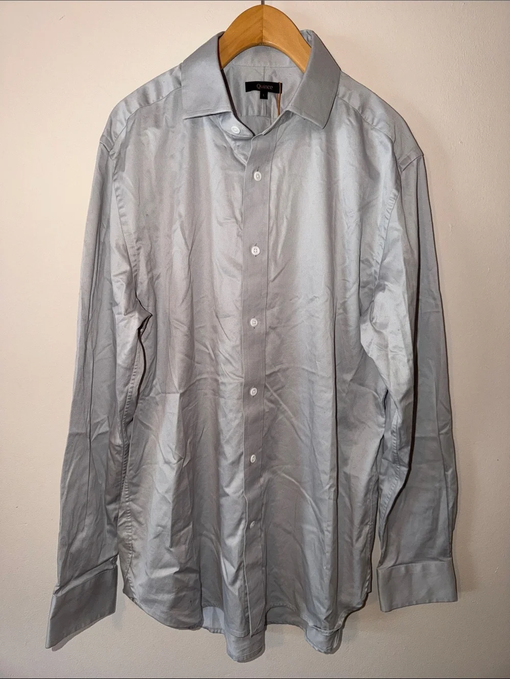 Quince Organic Cotton Stretch Twill Dress Shirt in Light Gray Size L